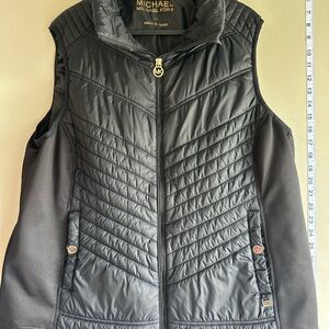 Michael Kors Black Women's Quilted Vest With Gold Accents